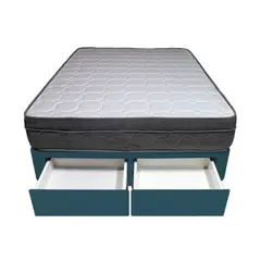 BARAKA HOME - Cama Turin + 2 Cajones 2 Plz + 2 almohadas - Cobalto