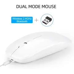 SEISA - Mouse Inalambrico Recargable Dual Wirelless Bluetooth Android Windows