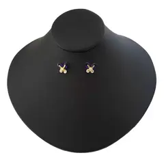 GENERICO - Aretes Para Mujer Niña Mariposa Cristal Morado Joya Acero