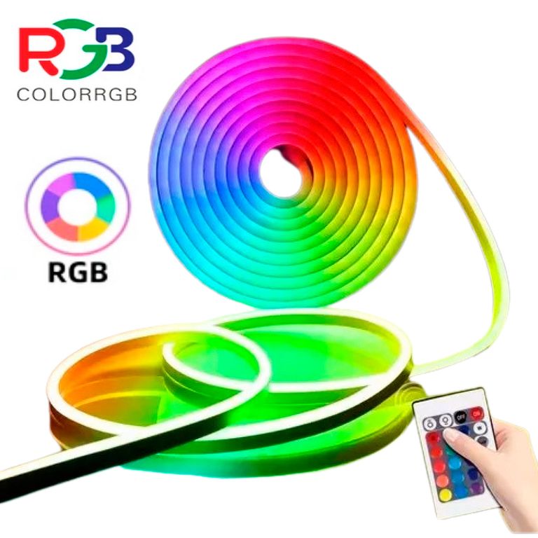 Cinta Led Neon 5 metros 12v RGB TIra Luces Led RGB + Control Remoto