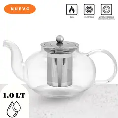 TRAMONTINA - Tetera Para Té De Vidrio Y Acero Inoxidable Infusor De 1L