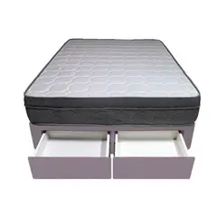 BARAKA HOME - Cama Turin + 2 Cajones 2 Plz + 2 almohadas - Lila