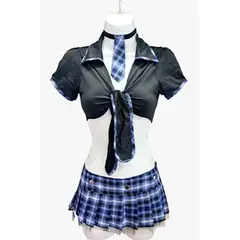 GENERICO - Sexy Disfraz de Colegiala LoLa aZUL S M Dealcoba