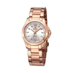 MEGIR - Reloj de Acero Oro Rosa con Blanco MEG-M-5