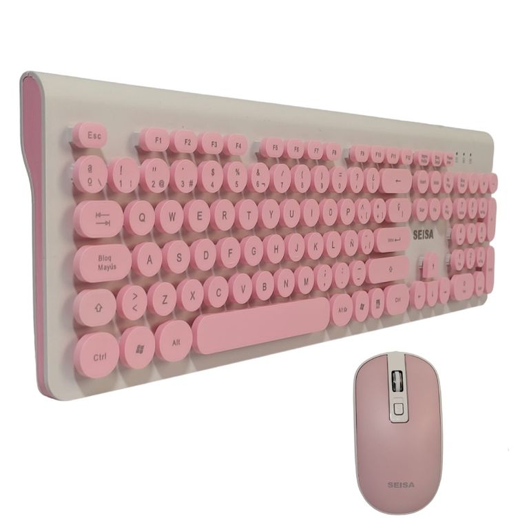 Teclado y Mouse Rosado Blanco Alámbrico para Pc Laptop