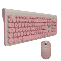 SEISA - Teclado y Mouse Rosado Blanco Alámbrico para Pc Laptop