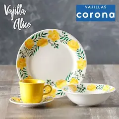 CORONA - Juego de Vajilla 16 piezas Modelo Alice