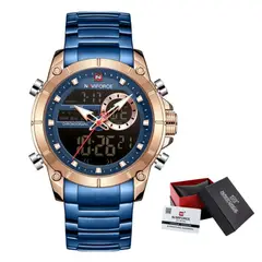 NAVIFORCE - Reloj casual y elegante Azul dorado para hombre