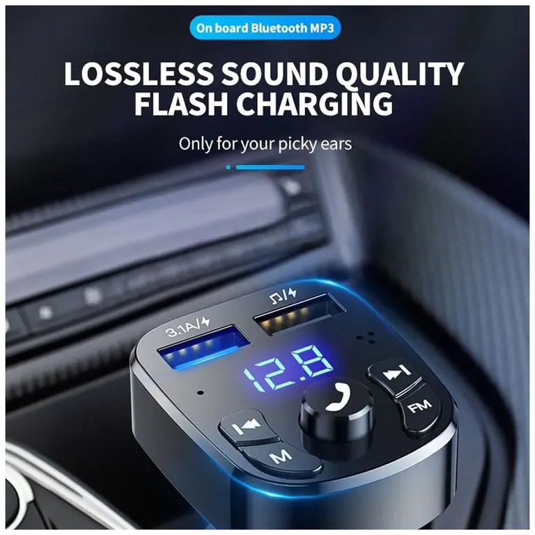 Reproductor Mp3 para AUTO Cargador rápido Usb RADIO FM Bluetooth