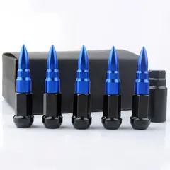 GENERICO - Kit De 20 Tuercas Con Puntas Tipo Bala De Acero De 1.50 Azul