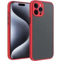 GENERICO - Funda para Motorola G8 Power Ahumado Mate Rojo Antishock Resistente