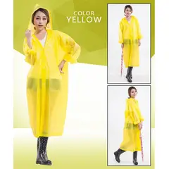 GENERICO - Poncho Ligero Impermeable con capucha y botones - Amarillo