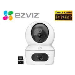 EZVIZ - Cámara WiFi H7C 4MP + 4MP Binocular Interior 360º + SD 256GB