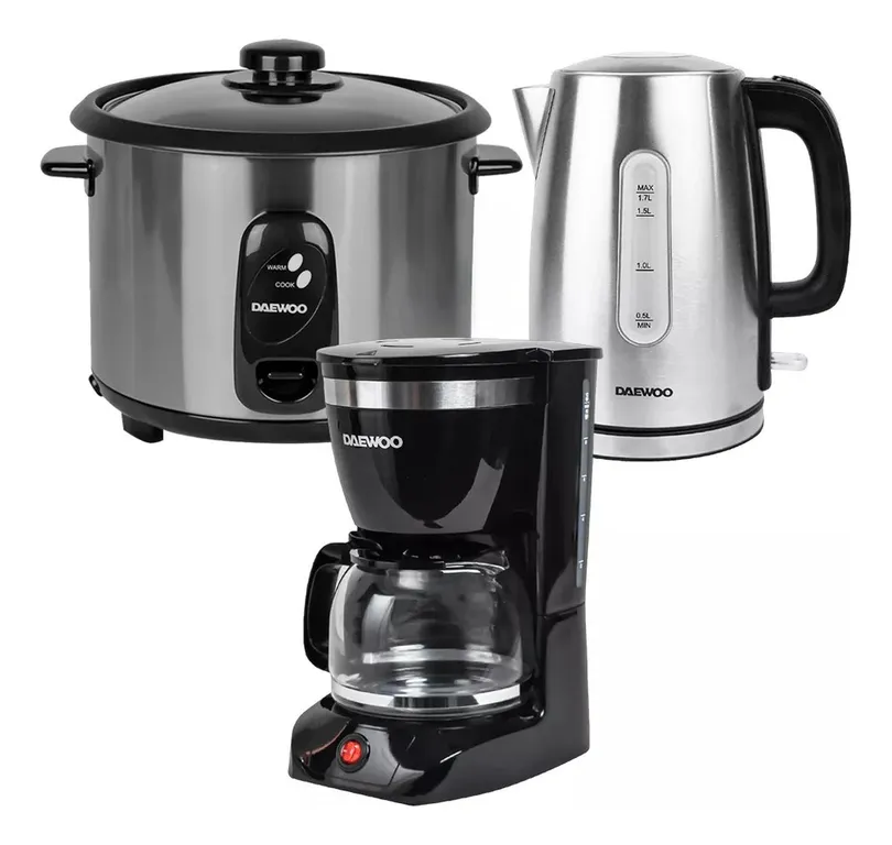 Olla Arrocera 1.8L + Hervidor 1.7L + Cafetera 1.25L