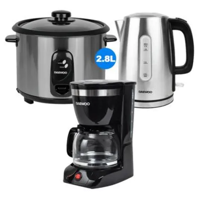 Olla Arrocera 2.8L + Hervidor 1.7L + Cafetera 1.25L