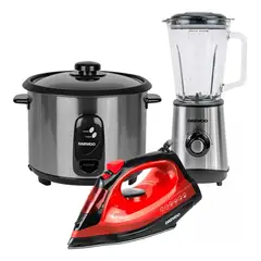 DAEWOO - Olla Arrocera 1.8 L + Plancha de Vapor + Licuadora 1.5 L