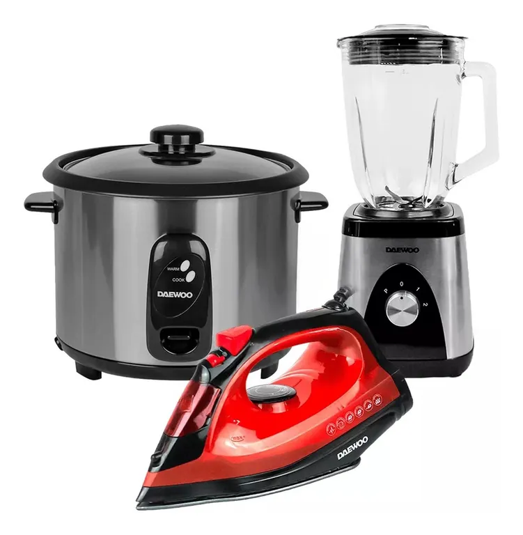 Olla Arrocera 2.8L+Licuadora 1.5L+Plancha de Vapor