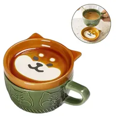 ELMEJORPRECIO - Juego De Taza Con Plato Diseño De Animales Kawai Shiba