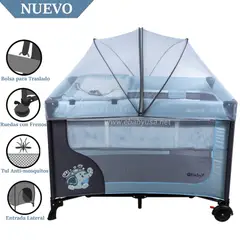 EBABY - Cuna Corral con Cambiador Happy Dream 727-2 celeste