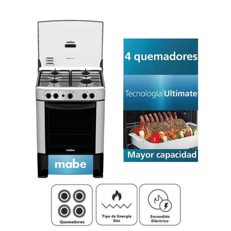 Cocina a Gas 4 Hornillas Inoxidable CMP6014AG0 Silver