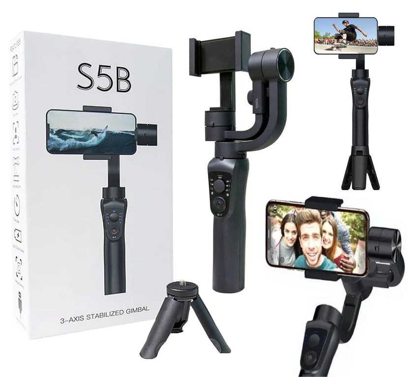 Estabilizador de cardán 3 ejes AXIS S5B con mini trípode para celular