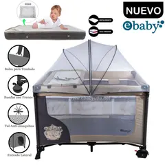 EBABY - Cuna Corral Con Cambiador Happy Dream Beige + Colchón