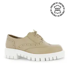 Ecco - Zapatos Oxford Mujer Landa01 Beige Cuero