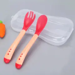 GENERICO - Pack cubiertos sensorial de silicona rosado para bebe