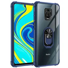 GENERICO - Funda tpu transparente xiaomi redmi note 9 pro /9s con anillo azul