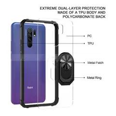 GENERICO - Case funda tpu transparente xiaomi redmi 9 con anillo azul