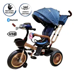 VOYAGE - Triciclo Asiento Giratorio GOLDEN con Tela UV Azul