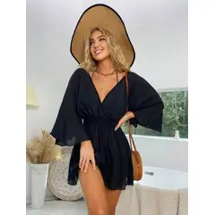KAST PE - Cruzado - Salida de Playa Mujer Talla M Diseño Holgado - Negro