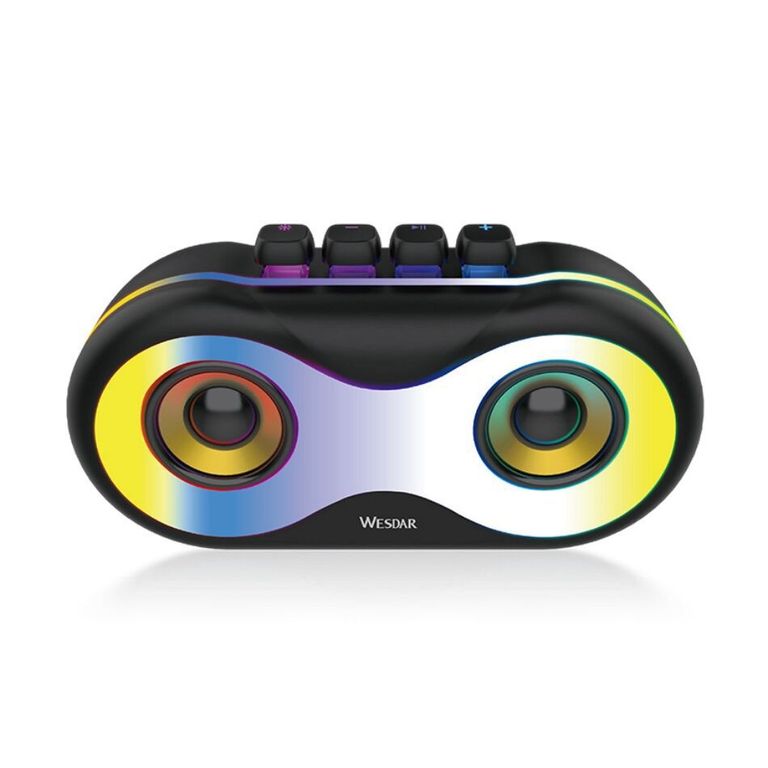 - Parlante inalámbrico BT53 1800mAh 7W con luces LED - Negro