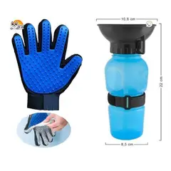 TRUE TOUCH - GUANTE PARA MASCOTAS + TOMATODO PARA MASCOTA - AZUL