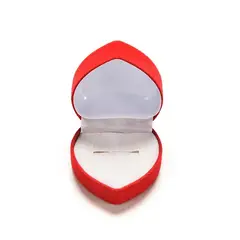 GENERICO - Cajita de anillo en forma de corazón de terciopelo