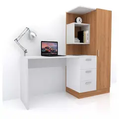 TU MESITA - Escritorio Juvenil con Armario Amadeus color BlancoMarrón