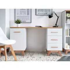 TU MESITA - Escritorio Juvenil Romeo color BlancoDuna 3 cajones 1 puerta