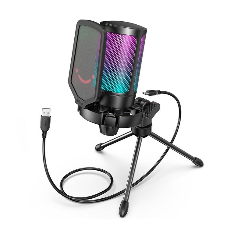 Micrófono A6V RGB Condensador - Negro