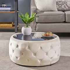 HOME PREMIUM - Mesa de Centro Capitone Lucy Beige