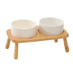 QUE PATAS PET SHOP - Comedero Elevado de Cerámica Blanco