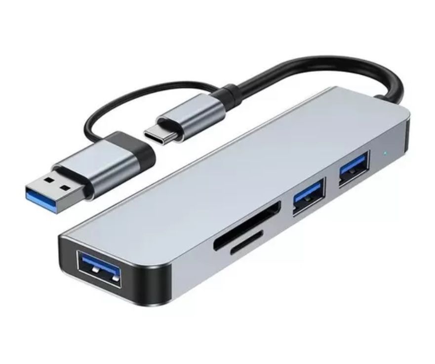 Hub Tipo C y USB 5en1 - SD y microSD - Para Macbook y Windows -