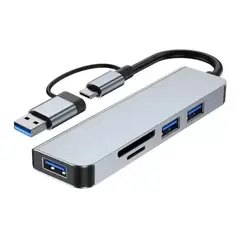 SEISA - Hub Tipo C y USB 5en1 - SD y microSD - Para Macbook y Windows -
