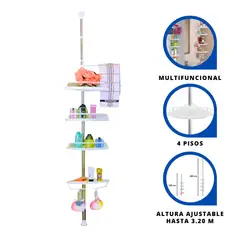 GENERICO - Organizador Esquinero de Baño Multifuncional 4 Pisos hasta 3,20M