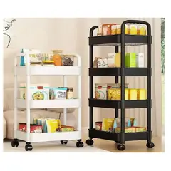 GENERICO - Carrito Organizador Multiusos 4 Niveles con Ruedas -Negro