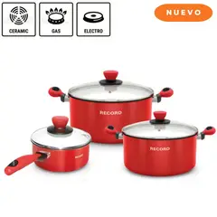 RECORD - Juego de ollas Amore Acero Vitrificado 6pz