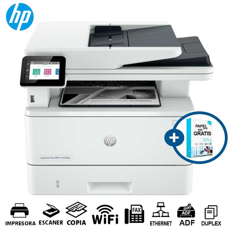 Impresora Multifuncional LaserJet Pro MFP 4103fdw LAN WiFi Duplex