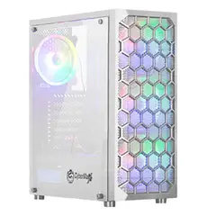 CYBERTEL - Case Gamer Combat White Vidrio Templado4 Fan Rainbow