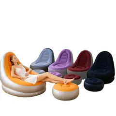 GENERICO - Sillón Inflable sofa puff con Posapies rojo