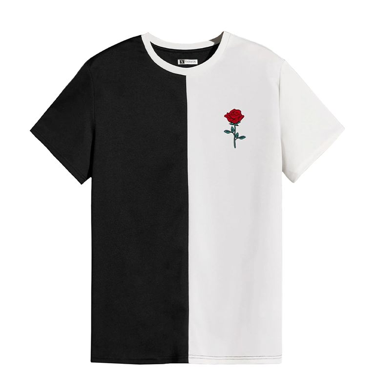 Polo hombre Bicolor Blanco Negro Estampado Rosa