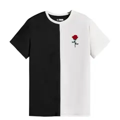 YANSUS - Polo hombre Bicolor Blanco Negro Estampado Rosa